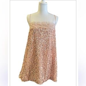 NWT Free People That Girl Sequin Mini Dress - Pink Nectar Size Large